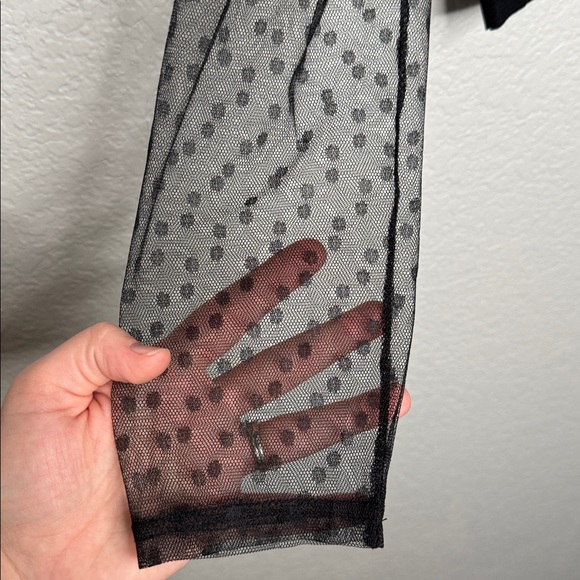 NWT Petal & Pup Rigala Top Black Ribbed Sheer Square Neck Size Medium Whimsigoth - Picture 3 of 8